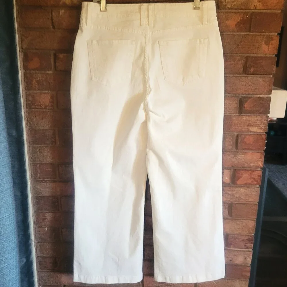 NWT!  Draper James Wide Leg Ankle Pants High-Waisted in White - Size 12 - Picture 4 of 12